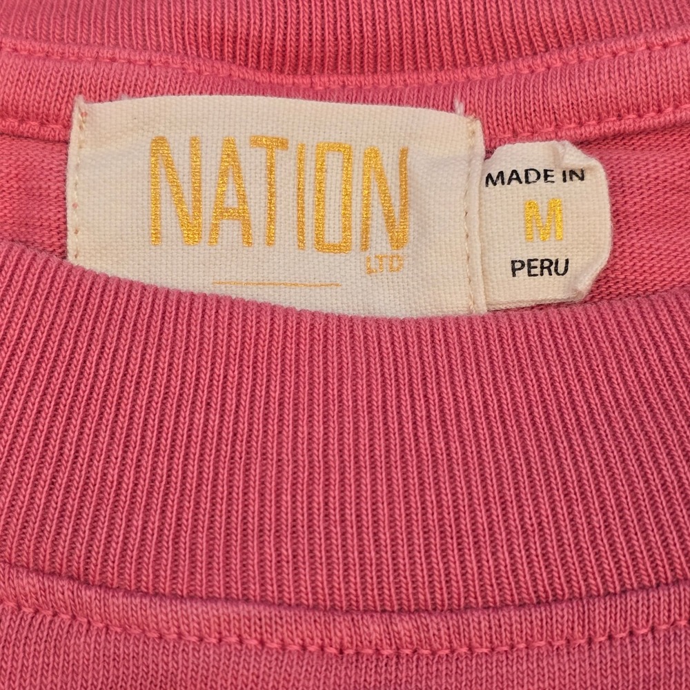 Nation LTD Lima Puff Sleeve Top Coral Pink Slub Cotton Womens Medium 1258JJR - Picture 3 of 7